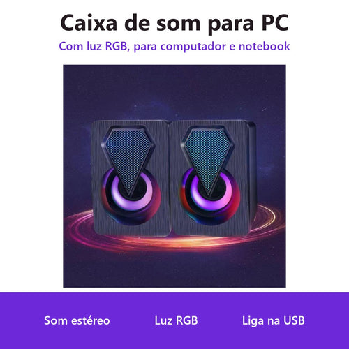 Caixa de Som para PC com Luz RGB