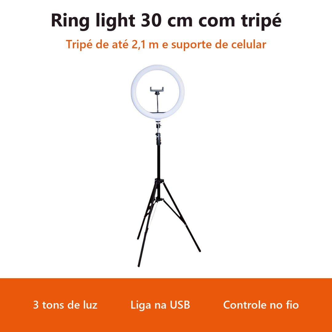 Ring Light 30 cm com Tripé