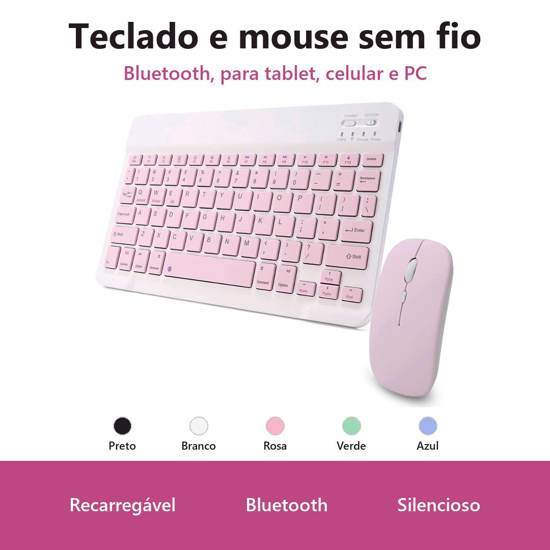 Kit 2 Teclado e Mouse Sem Fio Bluetooth