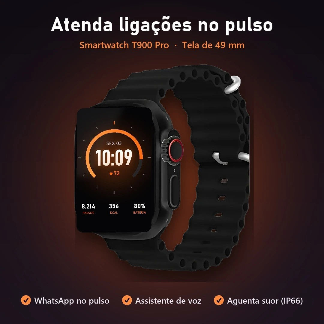 Kit com 2 Smartwatch T900 Pro: atenda ligações no pulso