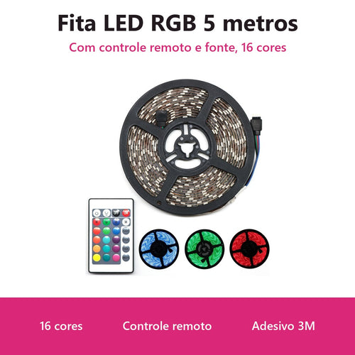 Fita LED RGB 5 Metros com Controle